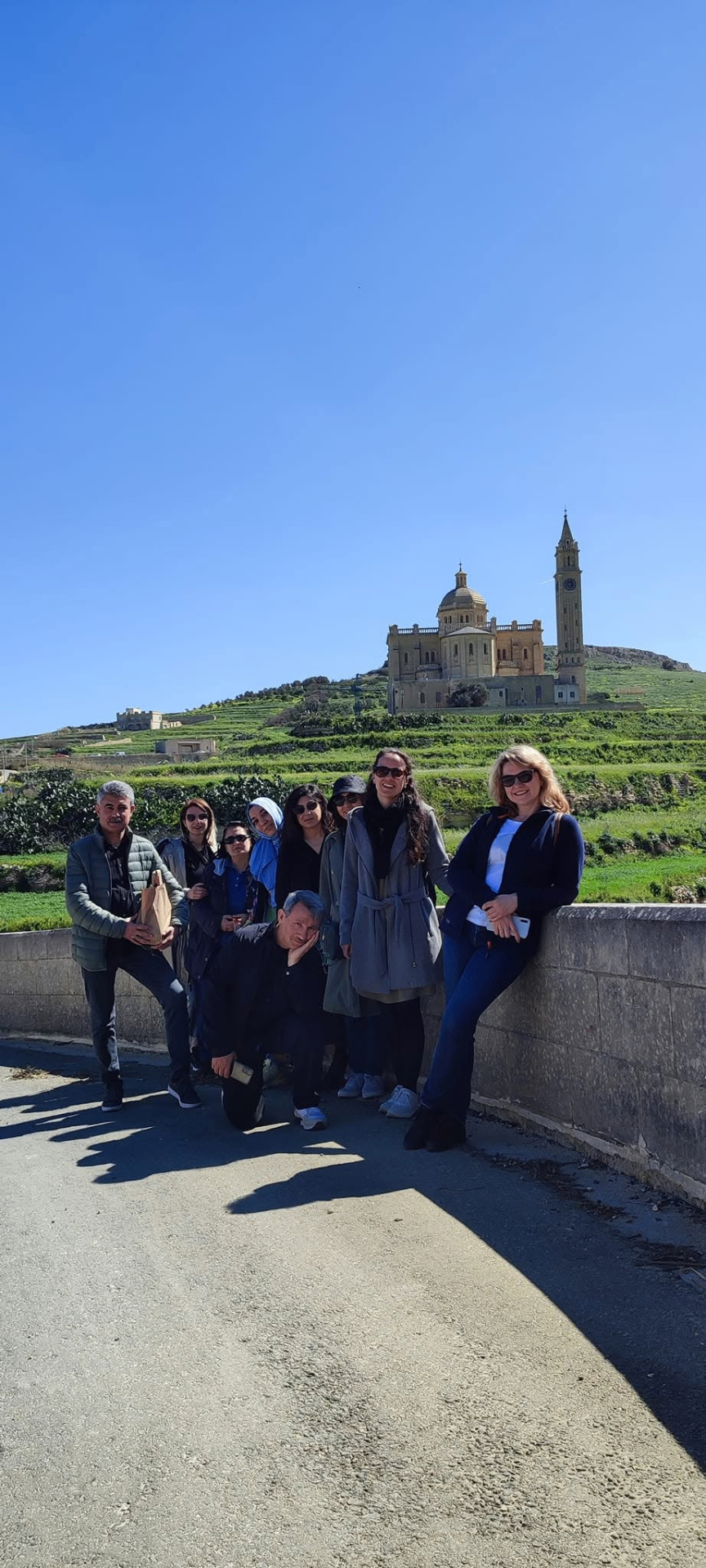 Course participants at Ta' Pinu Basilica in Gozo during a cultural visit